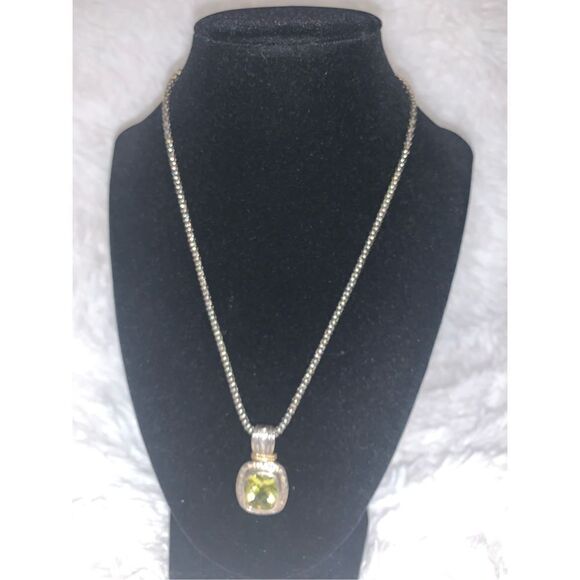14k 925 Sadye L Vassil SLV Gemstone Pendant Sterling Italy Necklace 18” - Picture 1 of 16
